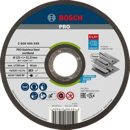 DISCO CORTE INOX 125X1MM STANDARD BOSCH