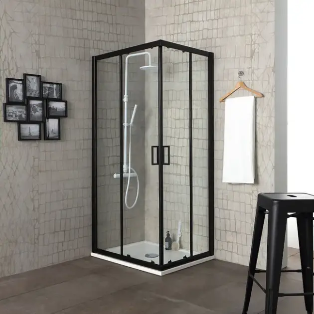 CABINE SIMPLES QUADRADA PRETA 80X80 AFJ