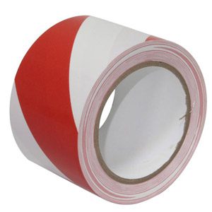 FITA PLASTICA 33MTX75MM VERMELHA E BRANCO -MADER