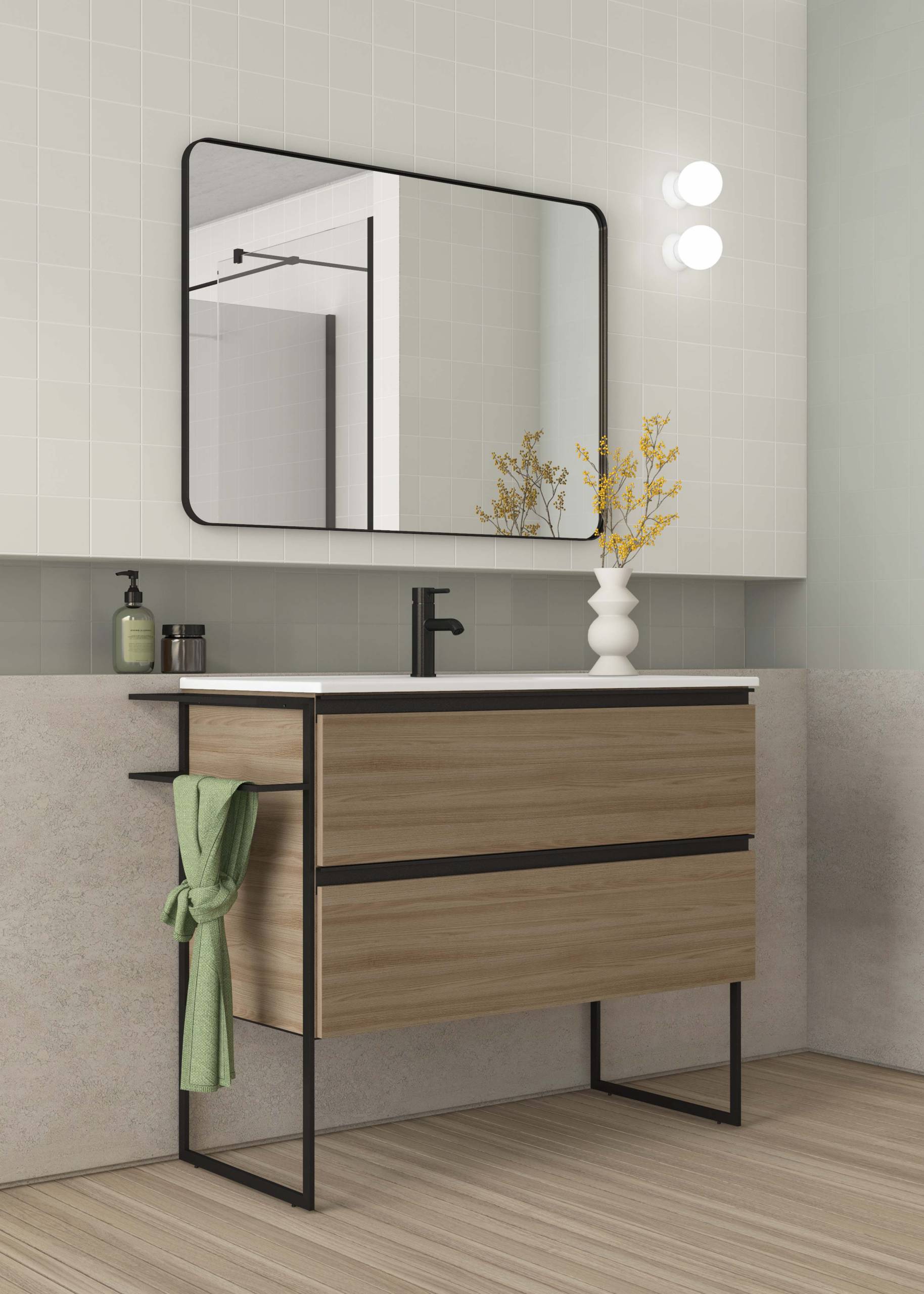 NEW HEKA ESPELHO DE 80X70 PRETO ESCOVADO- SANITANA - Imagem 2